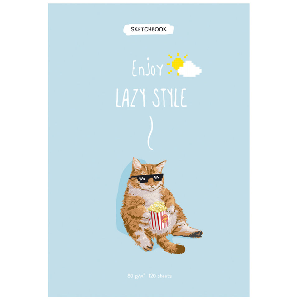 скетчбук А5 120 листов BG "кот с попкорном" 80г/м 10077 331794