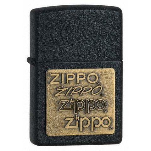 зажигалка ZIPPO 362 черная эмаль Crackle эмблема Zippo