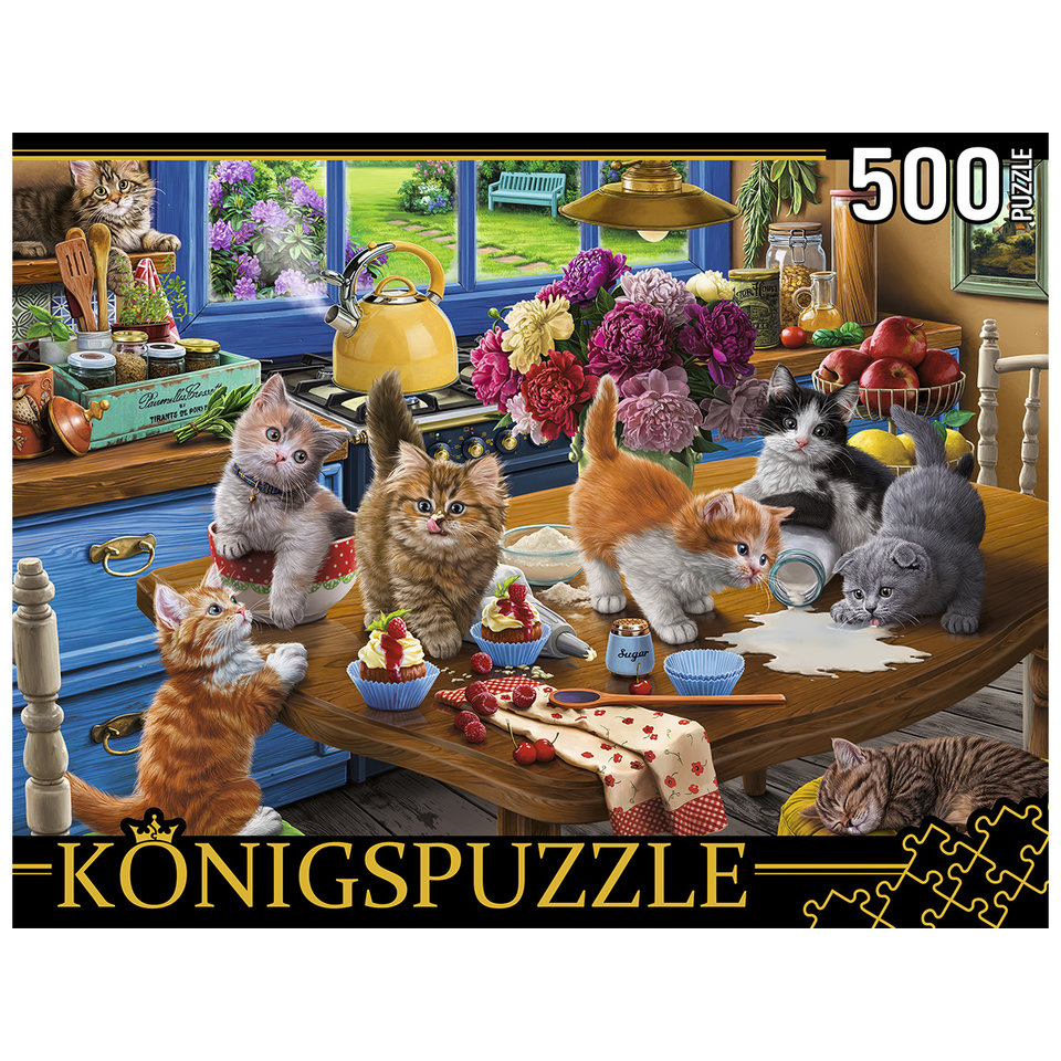 пазл 500 элементов котята на кухне konigspuzzle фк500-6627