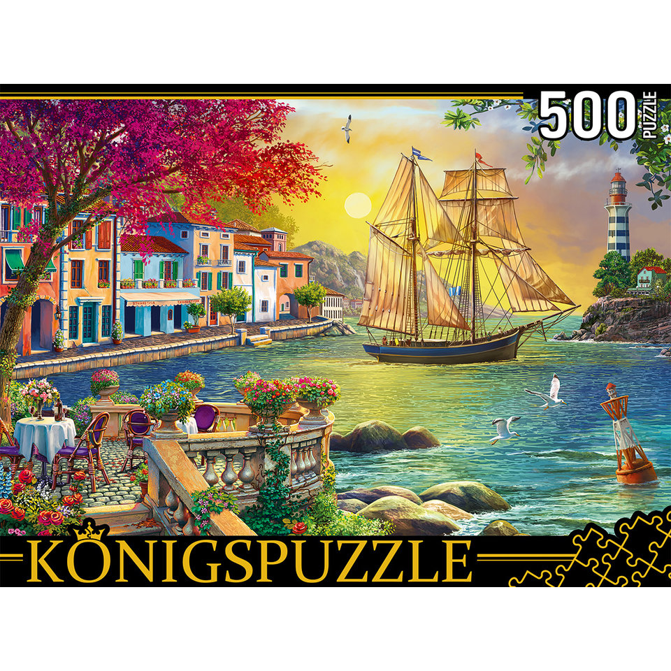 пазл 500 элементов парусник у набережной konigspuzzle фп500-8048
