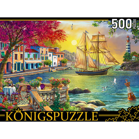 пазл 500 элементов парусник у набережной konigspuzzle фп500-8048