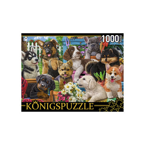 пазл 1000 элементов собачки в саду konigspuzzle фк1000-3589