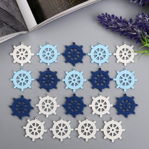 элементы для декора Штурвал/Якорь дерево 20шт. 1221440