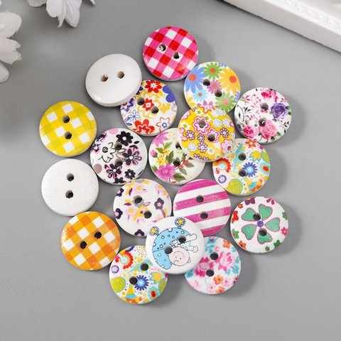 пуговицы для декора Цветные дерево 240196