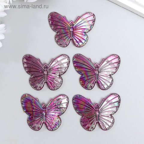 элементы для декора Бабочки голография на черном 5шт. 5274273