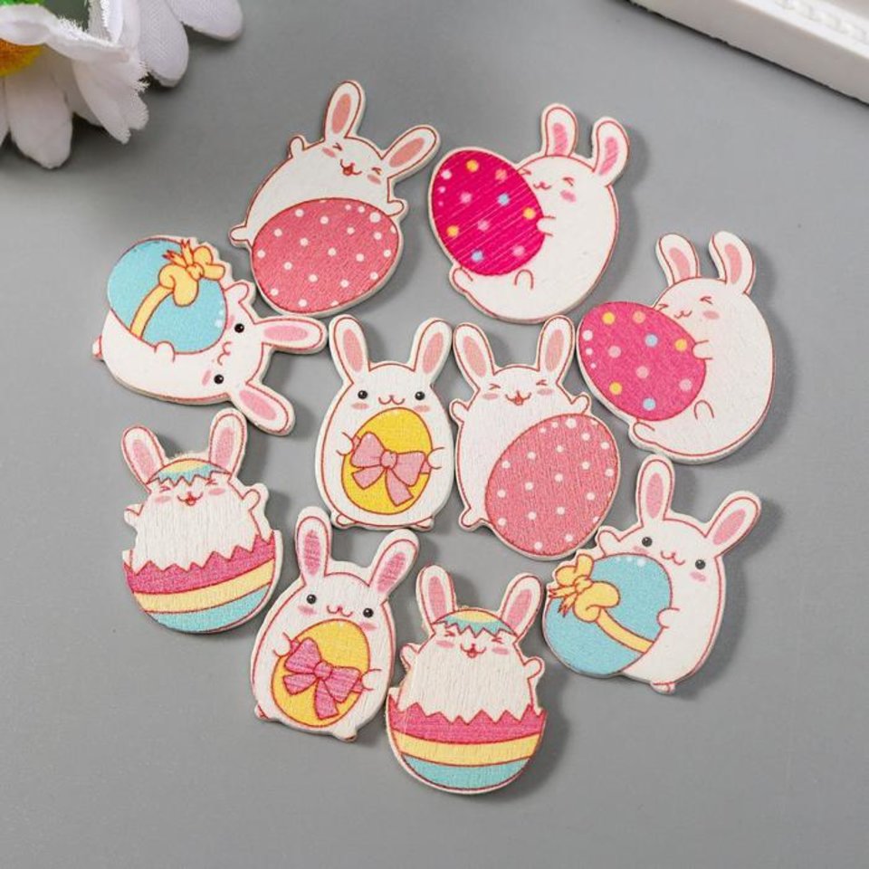 элементы для декора Пасхальные зайчики дерево 10шт. 5340729