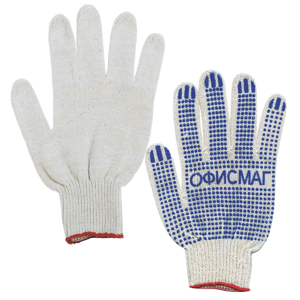 перчатки х/б Офисмаг 5 пар 10 класс 40-42г 605504