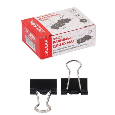 зажим для бумаг 19мм черный 209423/224606