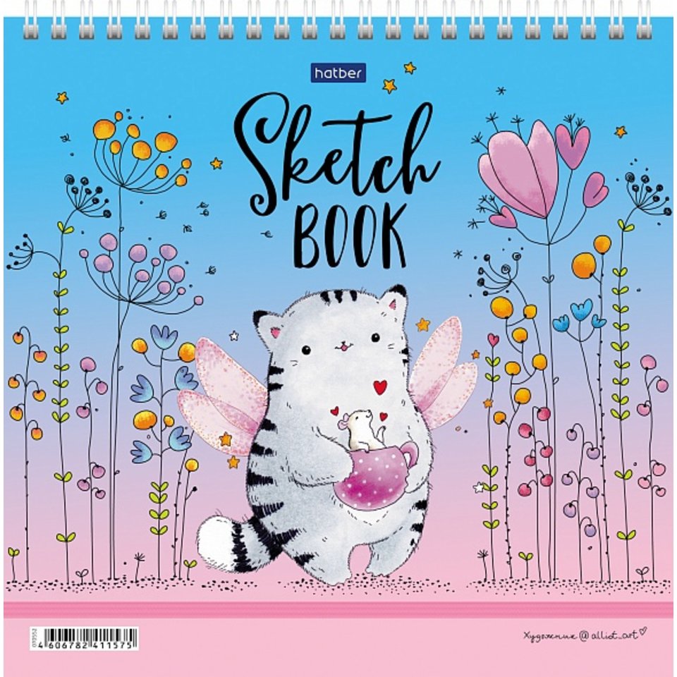 скетчбук 200х200 72 листа (40 крафт + 32 офсет) квадратный Приключения кота Пирожка 26127 073129