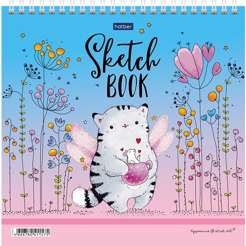 скетчбук 200х200 72 листа (40 крафт + 32 офсет) квадратный Приключения кота Пирожка 26127 073129