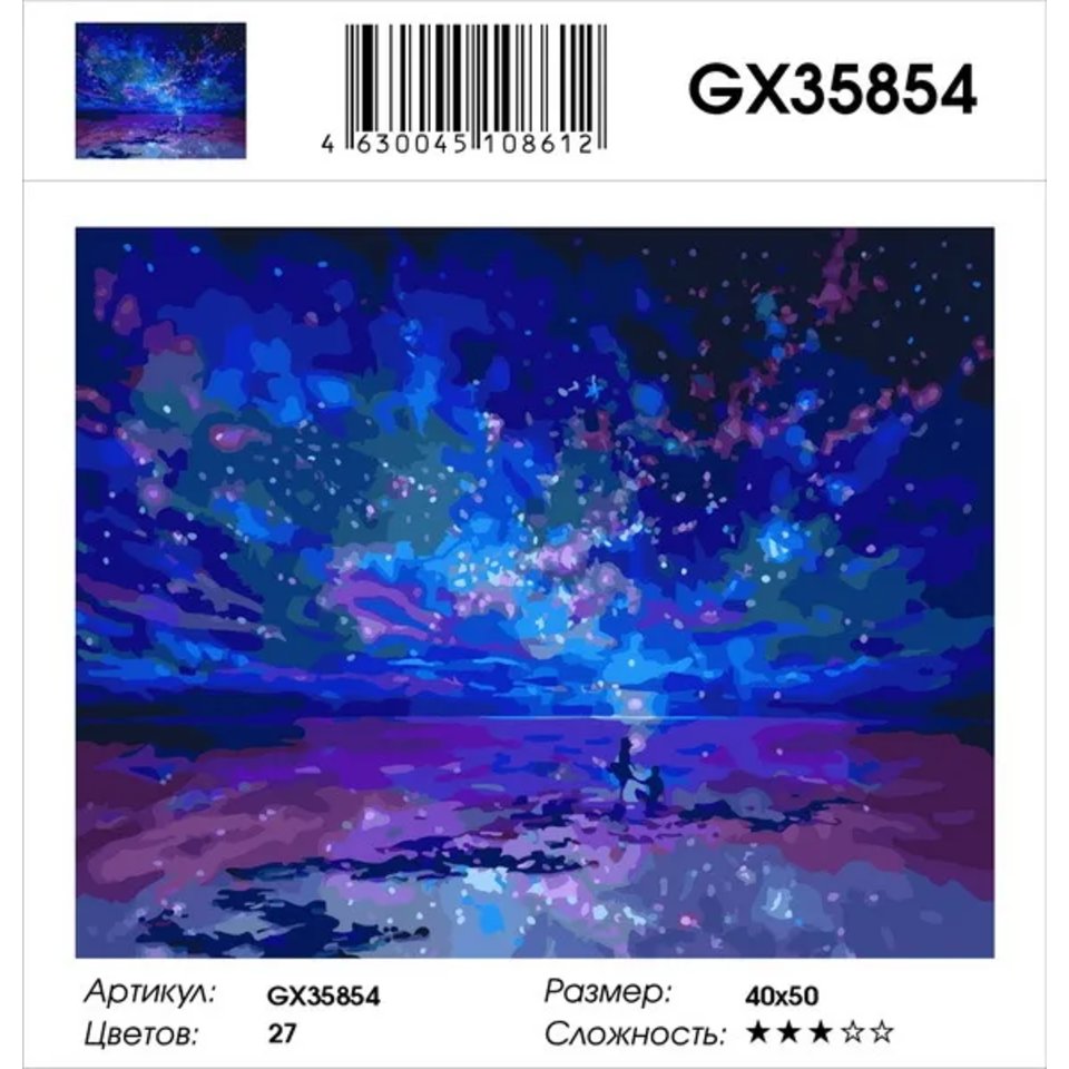картина по номерам "Прогулка под звёздным небом" 40х50см gx35854