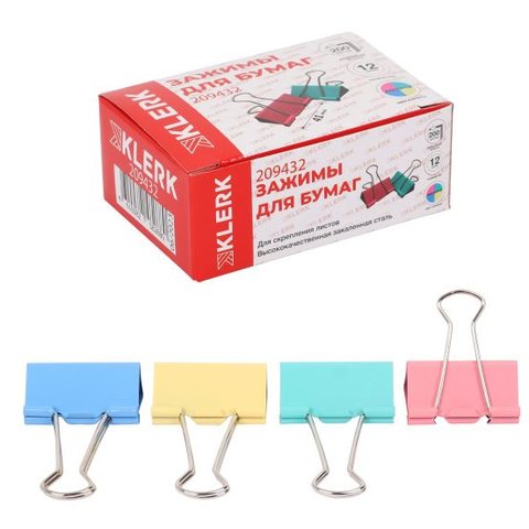 зажим для бумаг 41мм цветной 209432/225159/41_19362