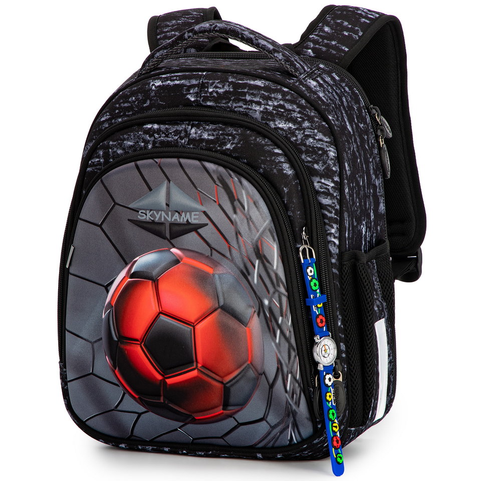 рюкзак для мальчика мяч красный с часами 5028 (165)
