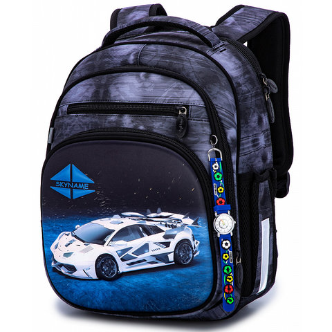 рюкзак для мальчика авто белый с часами 7019 (158)