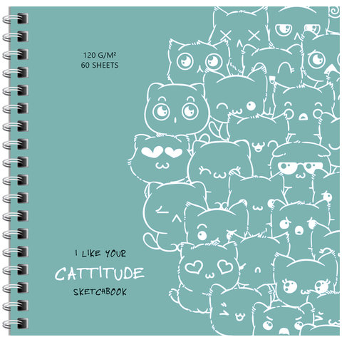 скетчбук А6 60 листов Cat Wave 120г/м2 ms_44867 337353