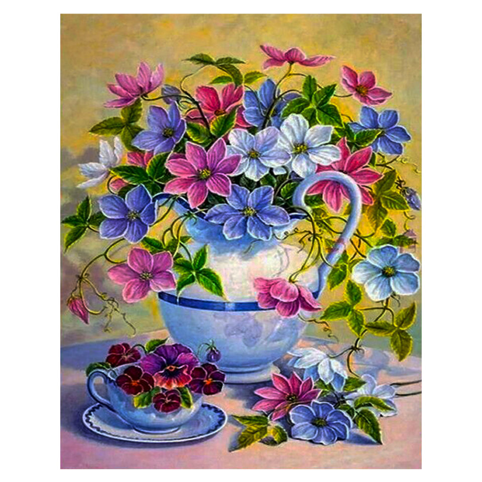 картина по номерам Цветы 40х50см tz 13972