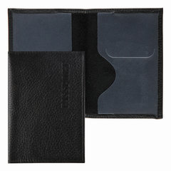 обложка для паспорта Elegant черная кожа 213959