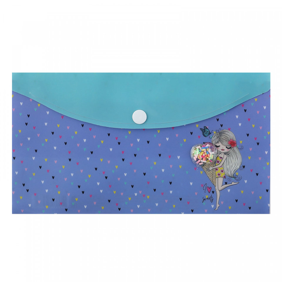 папка-конверт на кнопке А6 Sweets с аппликацией 212173