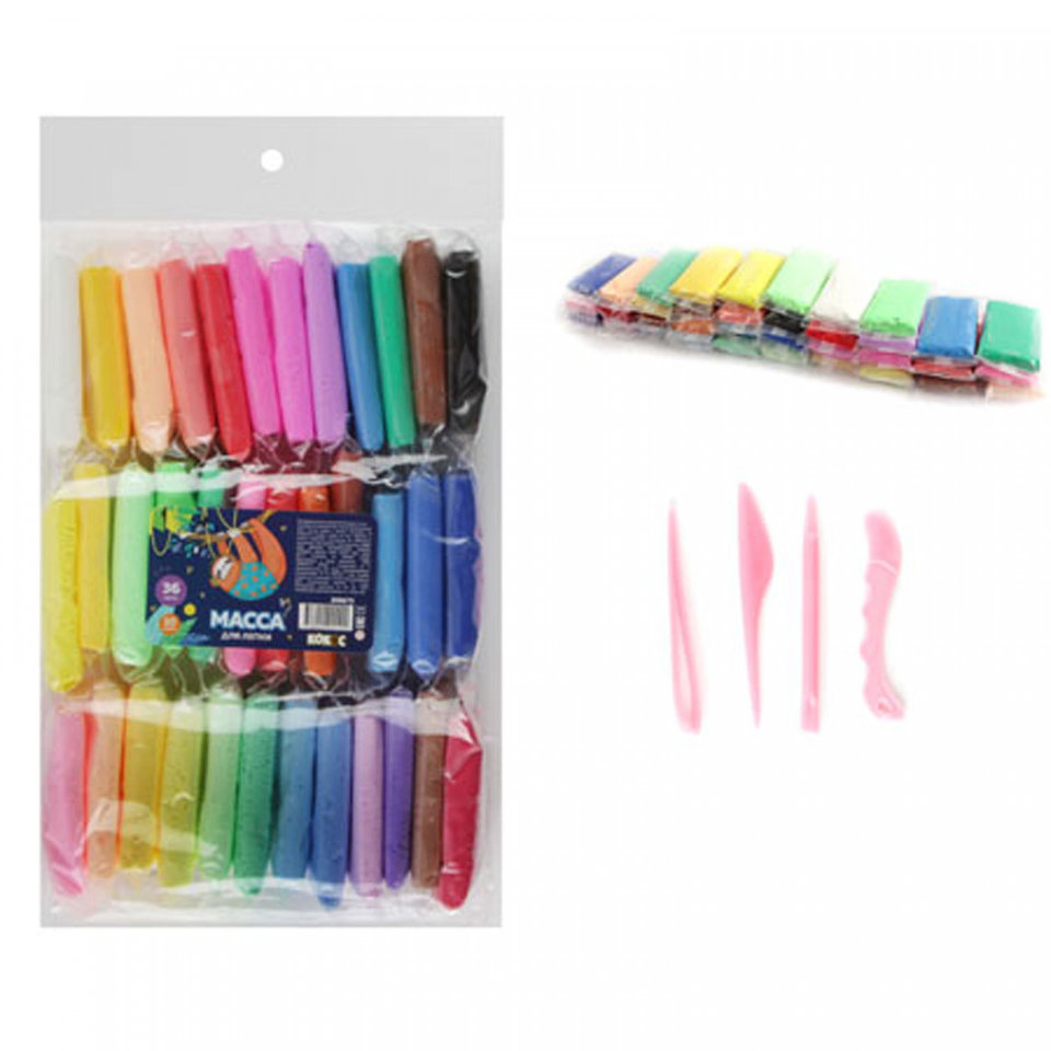 пластилин воздушный в наборе 36 цветов 200675