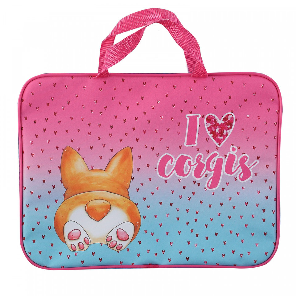 папка с ручками Corgi Love текстиль А4+ 215087