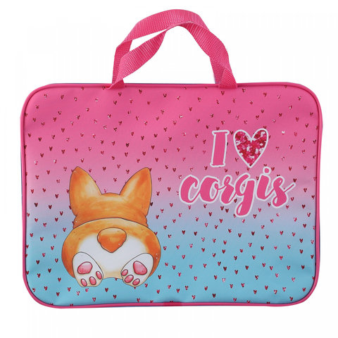 папка с ручками Corgi Love текстиль А4+ 215087