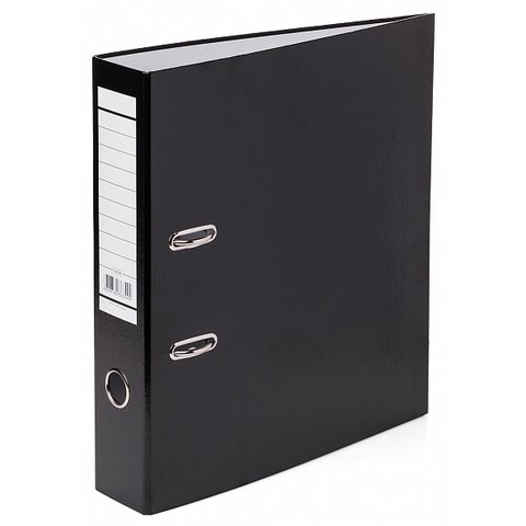 папка-регистратор А4 2 колца 7см ПВХ без окантовки с карманом Hatber Metallic 064576 черная