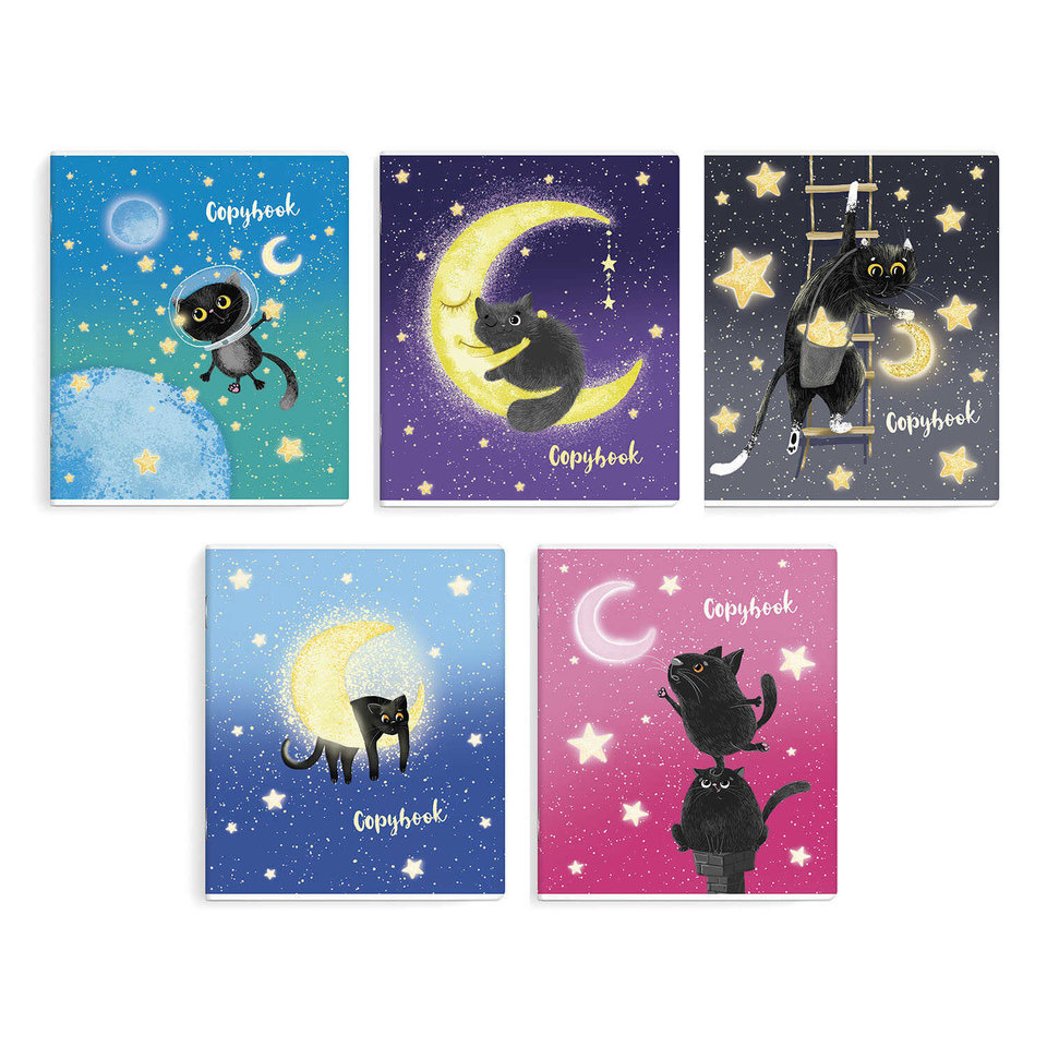 тетрадь 48 листов Кот На Луне в клетку 59121