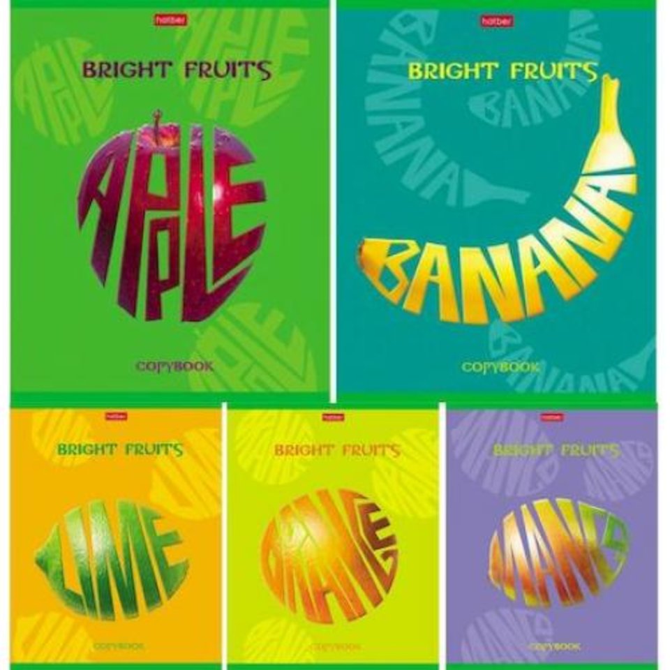 тетрадь 48 листов Яркие Фрукты в клетку 062732