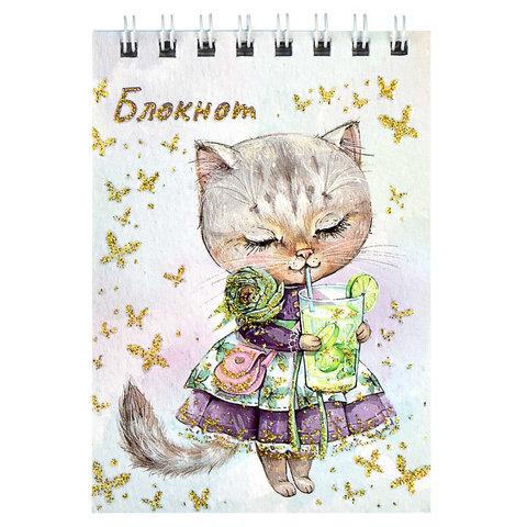 блокнот А7 40 листов Красавица-Кошка на гребне 61223