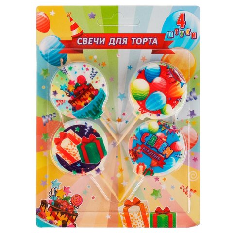 свечи для торта С Днем Рождения на шпажках 4 штуки cc-81041 335992