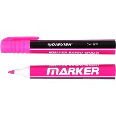 маркер мелковый для доски и витража круглый 3мм розовый darvish dv-11871
