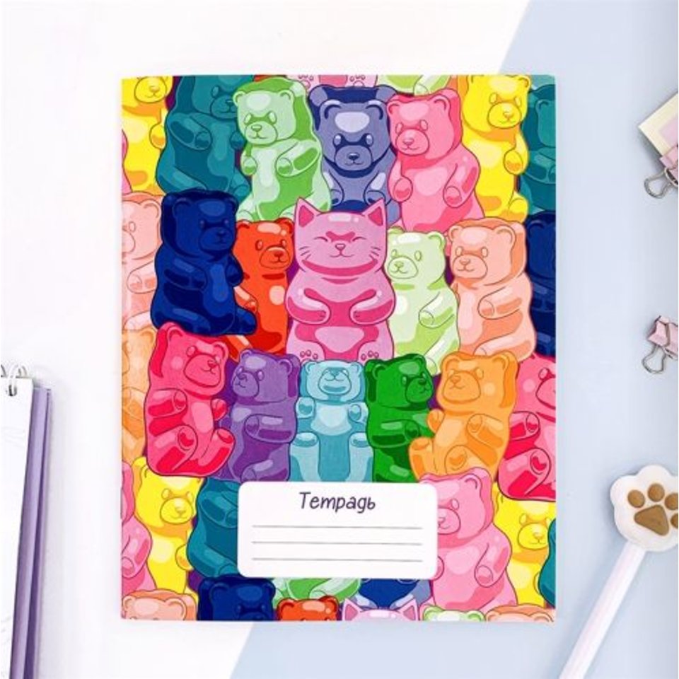 тетрадь 24 листа SWEETCAT Мармеладный Мишка в клетку тм-трв-03