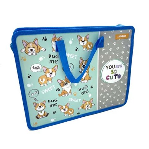 папка для тетрадей А4 с ручками Корги пластик cj-8100