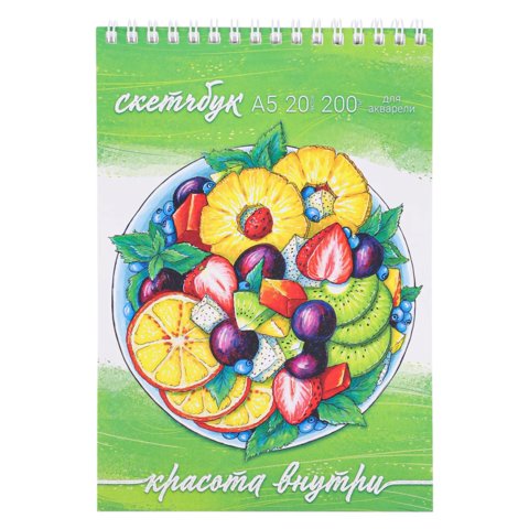 скетчбук А5 20 листов Фруктовая Нарезка 200г/м с20-3489