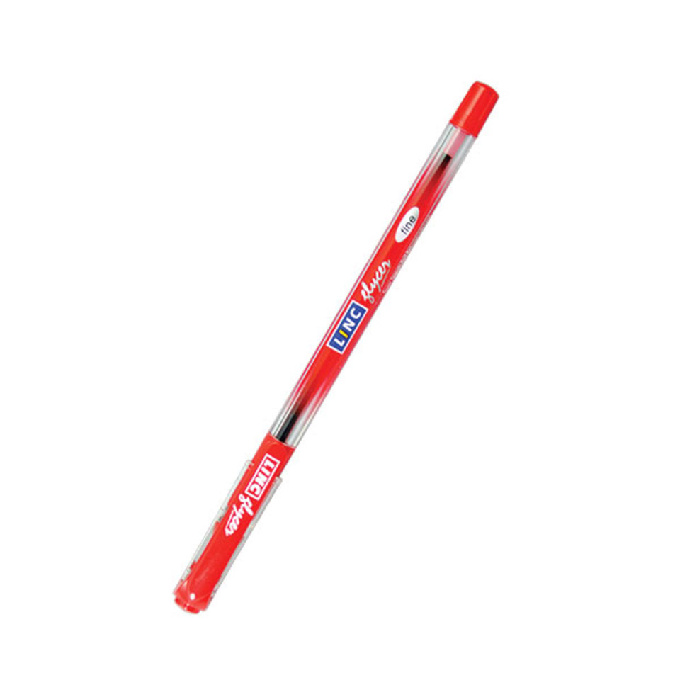 ручка шариковая LINC Glicer Красная металлический наконечник прозрачный корпус масляные чернила