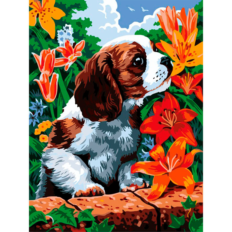 картина по номерам Собачка 30х40см tz 13866