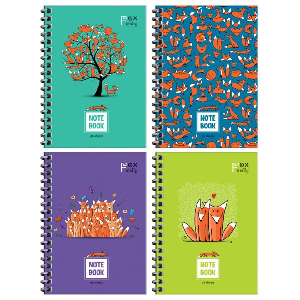 записная книжка А6 96 листов Fox Family на гребне ЗКт6к96гр_46332