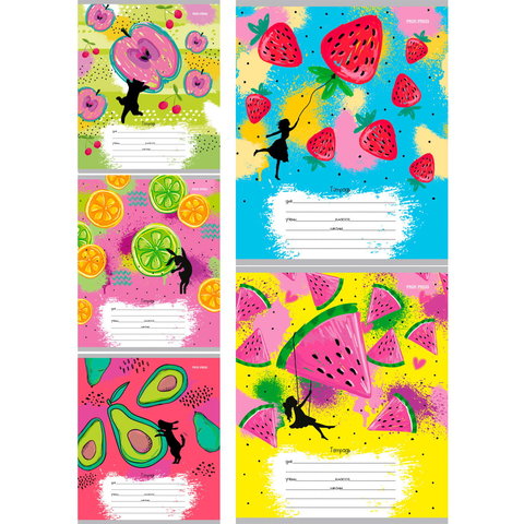 тетрадь 12 листов Фруктовые Зарисовки в косую линейку 12-8947