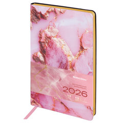 ежедневник А5 датированный интегрированная обложка Pink marble 117446 2026г