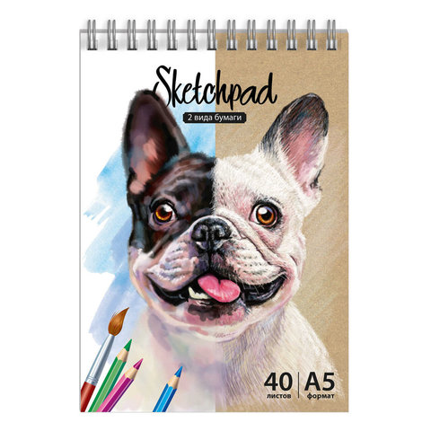 скетчбук А5 40л Бульдог 80г/м 60511