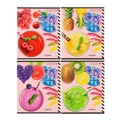 тетрадь 48 листов Свежий смузи в клетку 48-6090