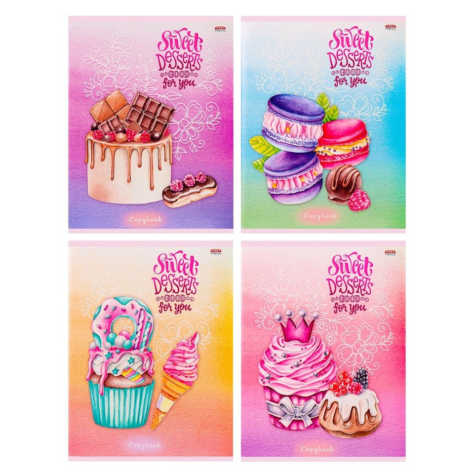 тетрадь 96 листов Сладкие десерты в клетку 96-8040