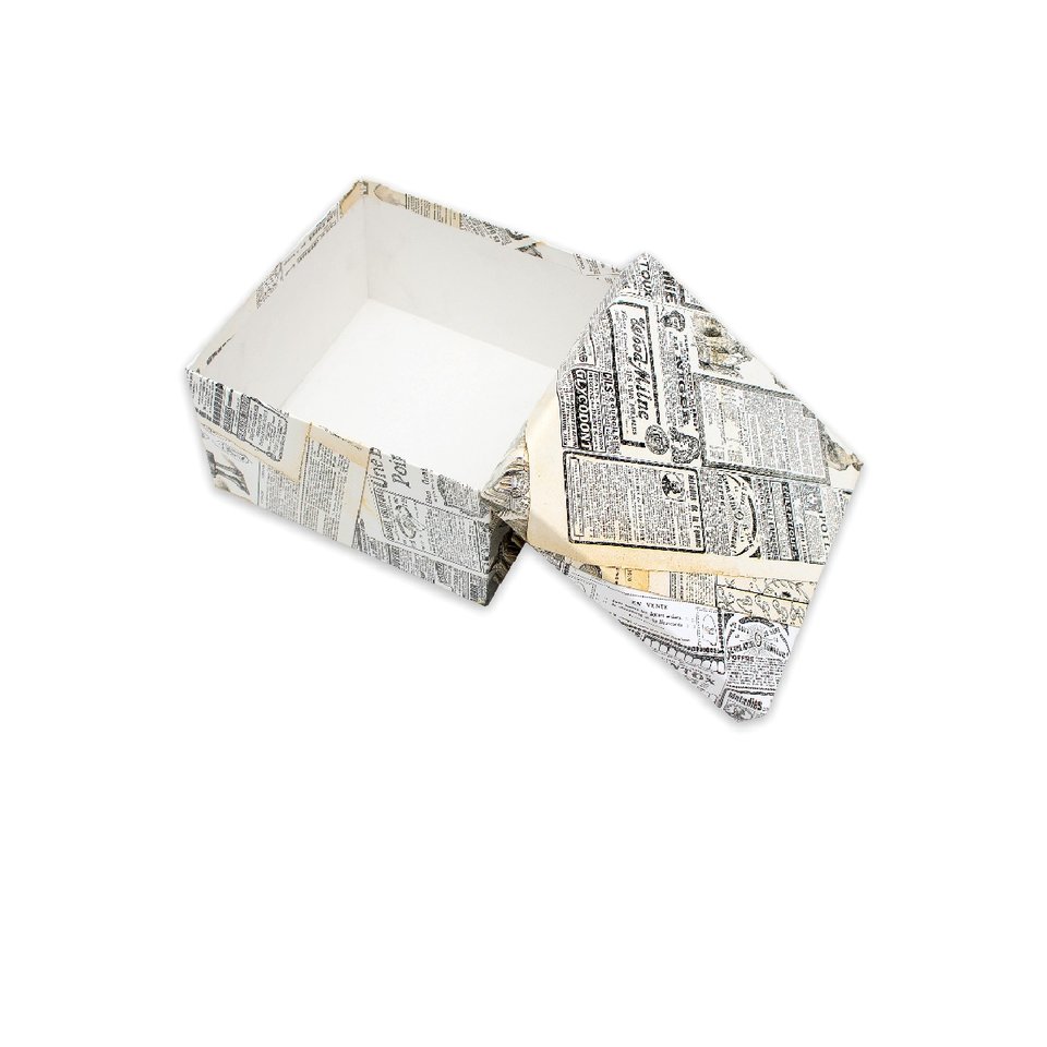 коробка подарочная Газета 25,5х25,5х13см нпк-7494