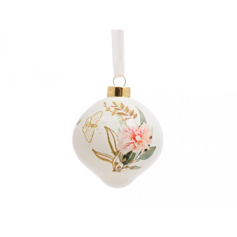 игрушка стеклянная Шар Капелька Цветочный Бум 8см 89836