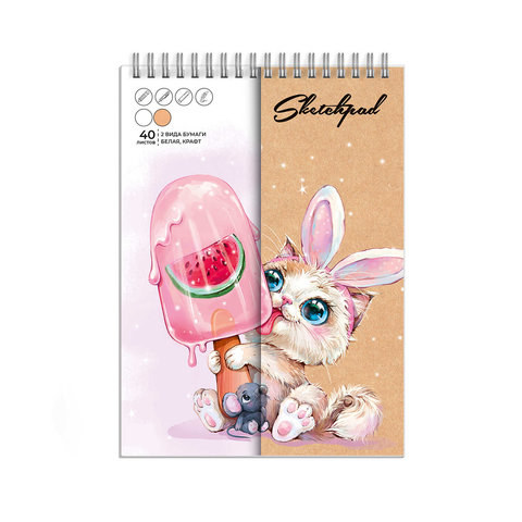 скетчпад А6 40 листов Сладкоежка 80г/м бумаги на гребне 62773