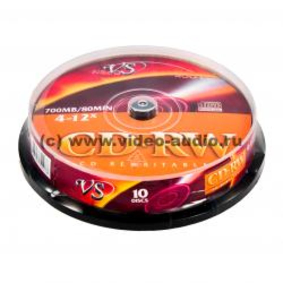 диск CD-RW VS 700MB 4-12X 10шт пластиковая банка CakeBox