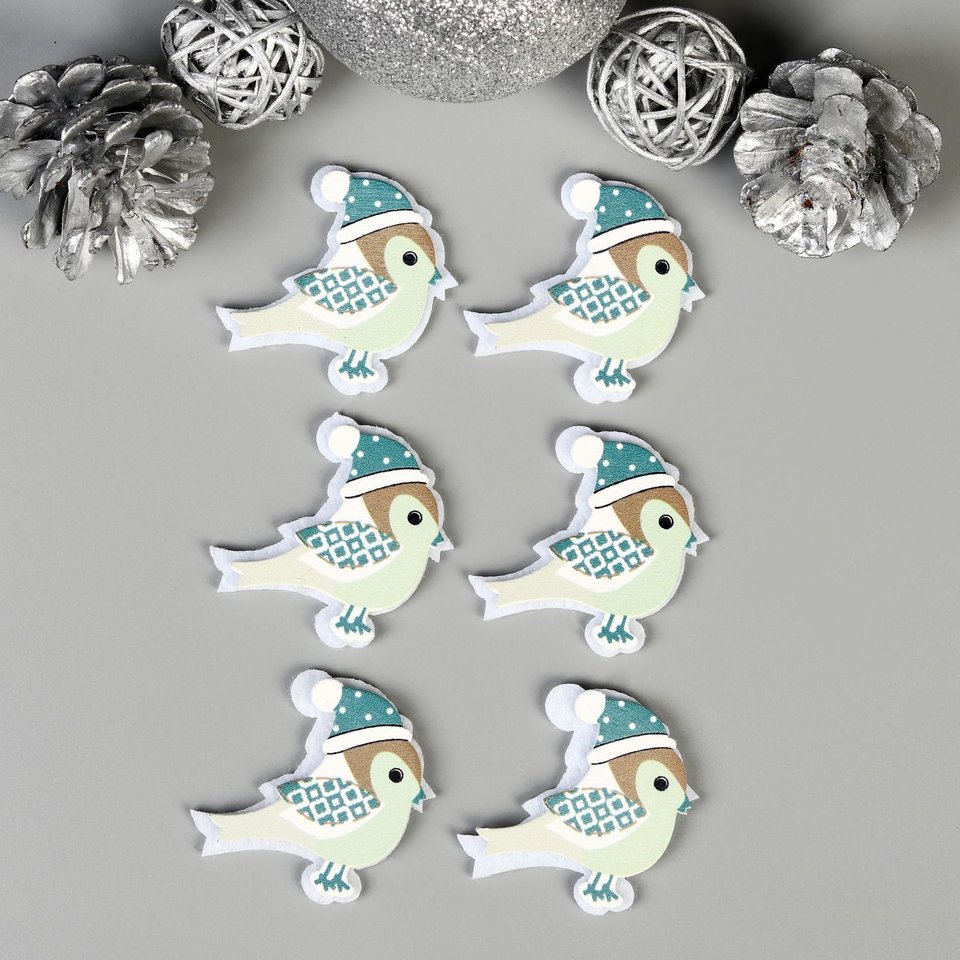 элементы для декора Воробышек В Шапочке войлок 6 штук 3527029