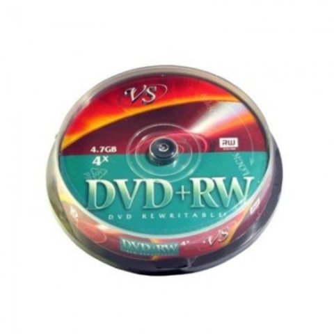 диск DVD+RW VS 4.7GB 4x 10шт пластиковая банка CakeBox166409