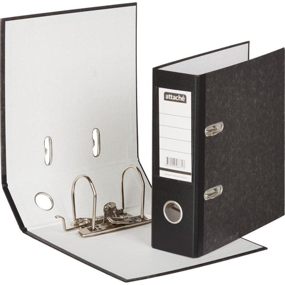 папка-регистратор А5 2к 7см мраморная собранная без окантовки черная 727901