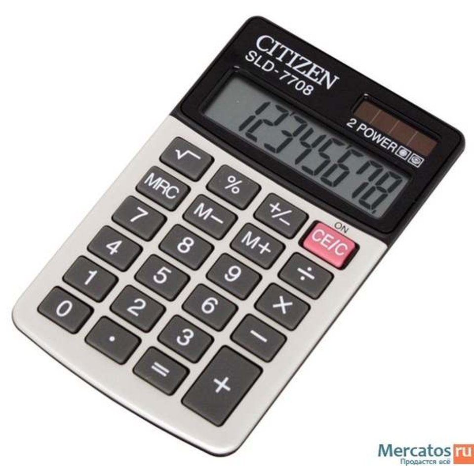 калькулятор карманный 8 разрядов Citizen SLD 7708 двойное питание металлический корпус чехол
